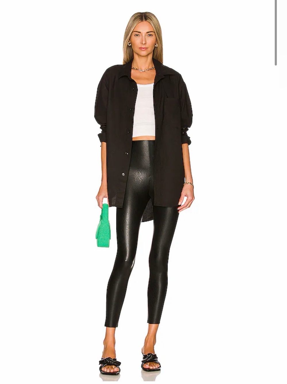 Commando Petite Faux Leather Leggings in Black.